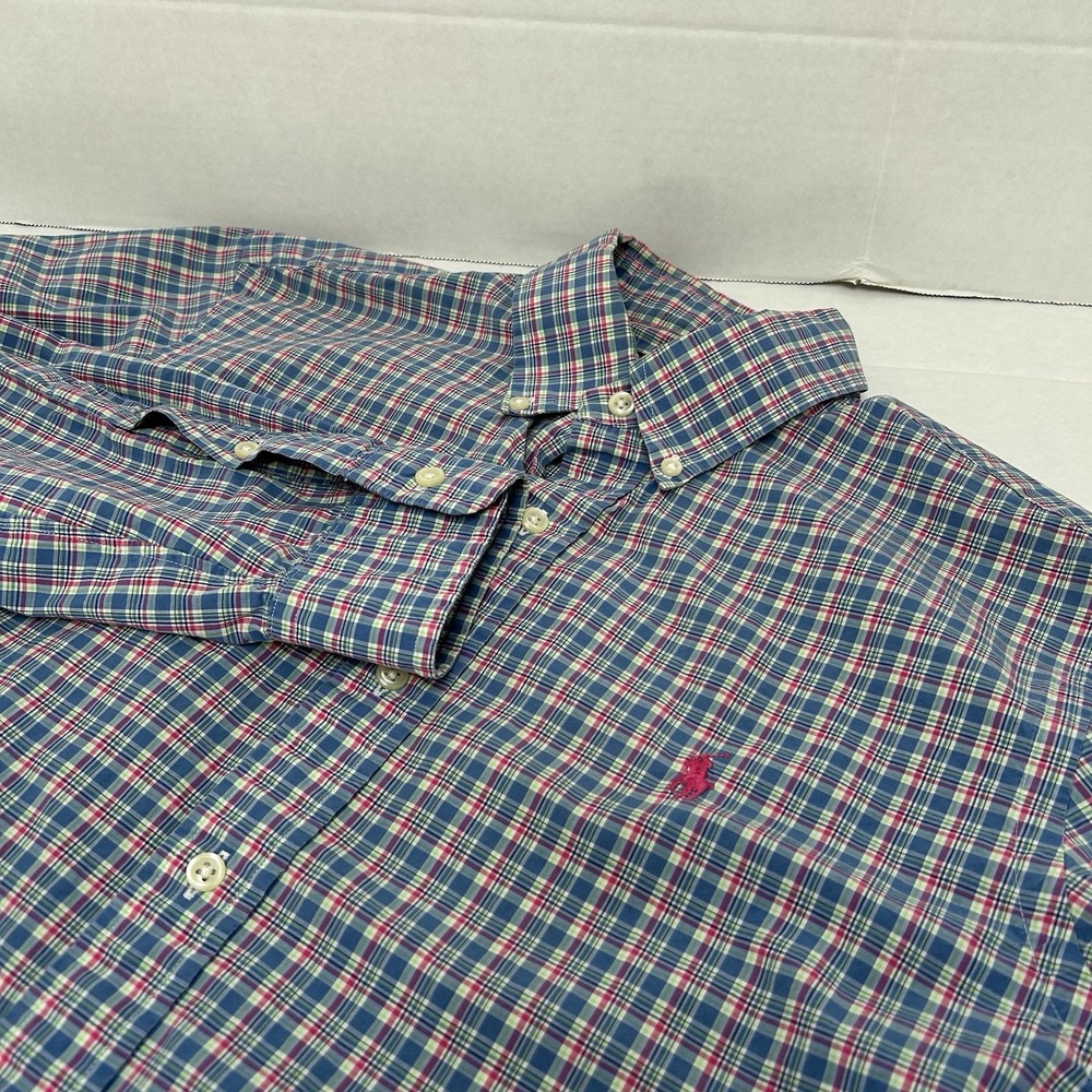 Ralph Lauren Multicolored Plaid Button Down Shirt 100% Cotton Size Medium